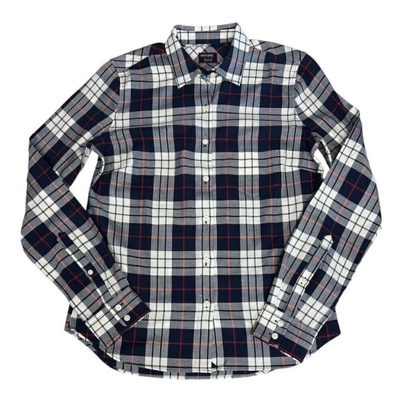 UNTUCKit Womens Plaid Cotton Button Down LS Shirt~Size 2~Blue White Red L14 40 - Picture 7 of 10